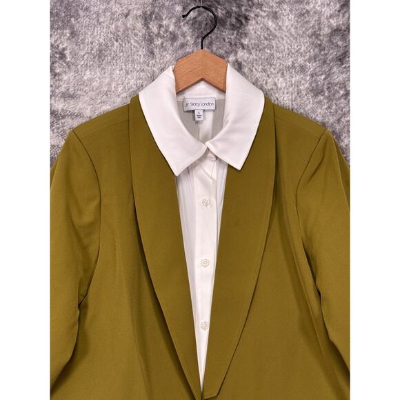 New Stacy London Blazer Small Womens Green Twofer Layered Jacket - Picture 2 of 9